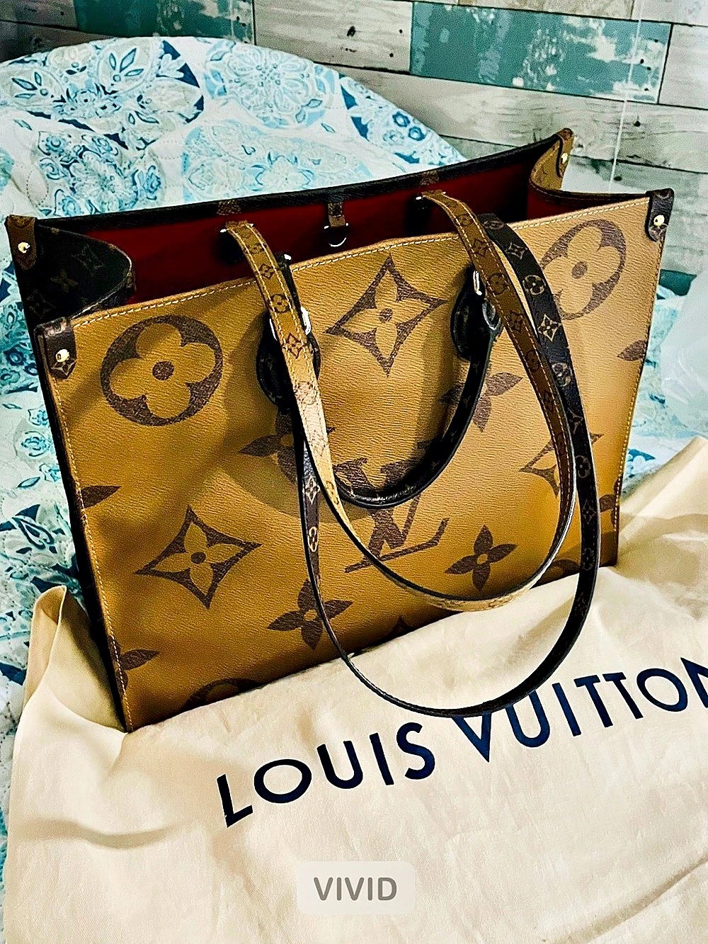 Louis Vuitton OnTheGo GM Reverse Monogram Tote Brown & Black